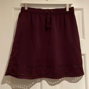 J CREW Plum Skirt Laser Cut Hem Draw String